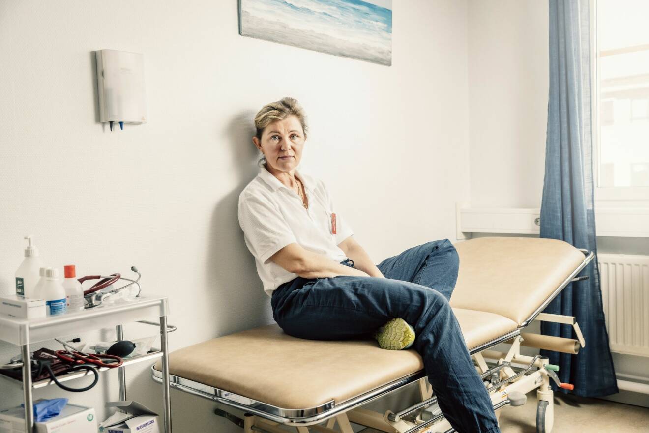 Christina Lundell på sjukhussäng.