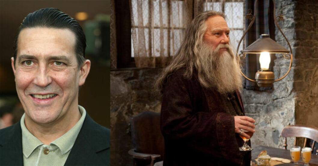Med ett långt grått skägg och hår gjorde Ciarán Hinds sig nästan omöjlig att känna igen. Ciarán Hinds i Harry Potter