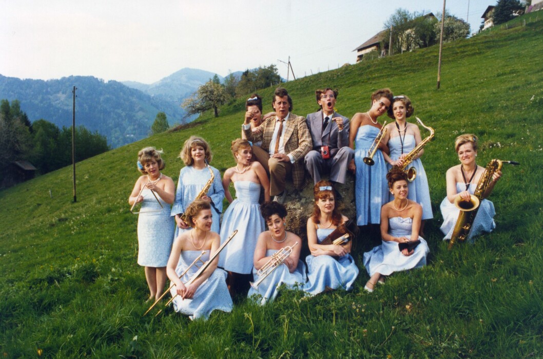 Kurtan med Arne och Damorkestern i Schweitz, 1989.