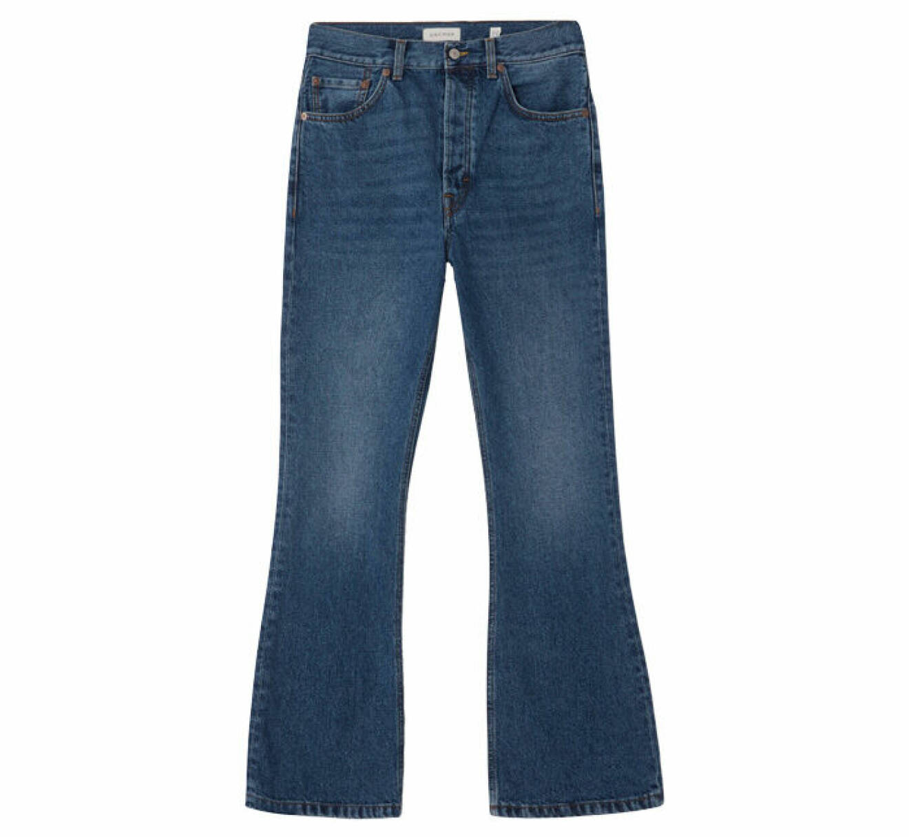 blå jeans med utsvängda ben från Dagmars denimkollektion 2023