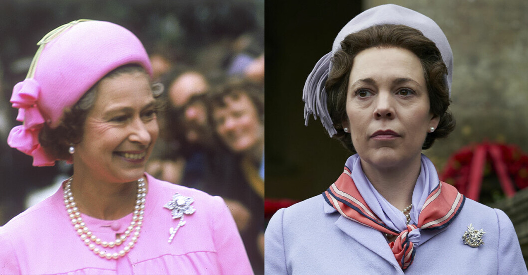 Drottning Elizabeth och Olivia Colman.