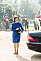 Drottning Silvia i blå klänning på stadsbesök i Indien