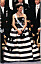 Drottning Silvia i randig klänning av Nina Ricci på Nobel 1993
