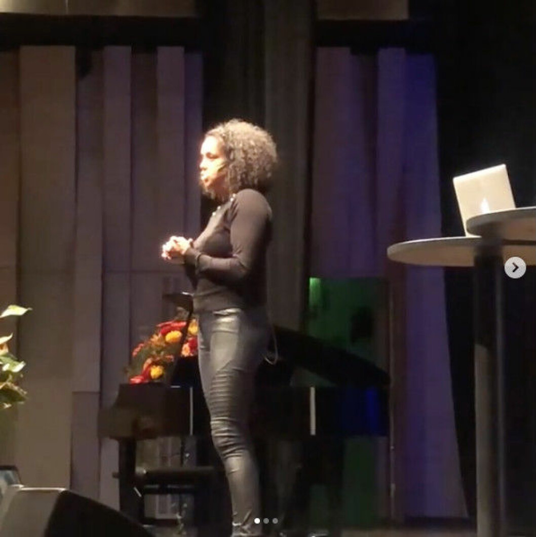 Elaine Eksvärd föreläser i Uppsala.