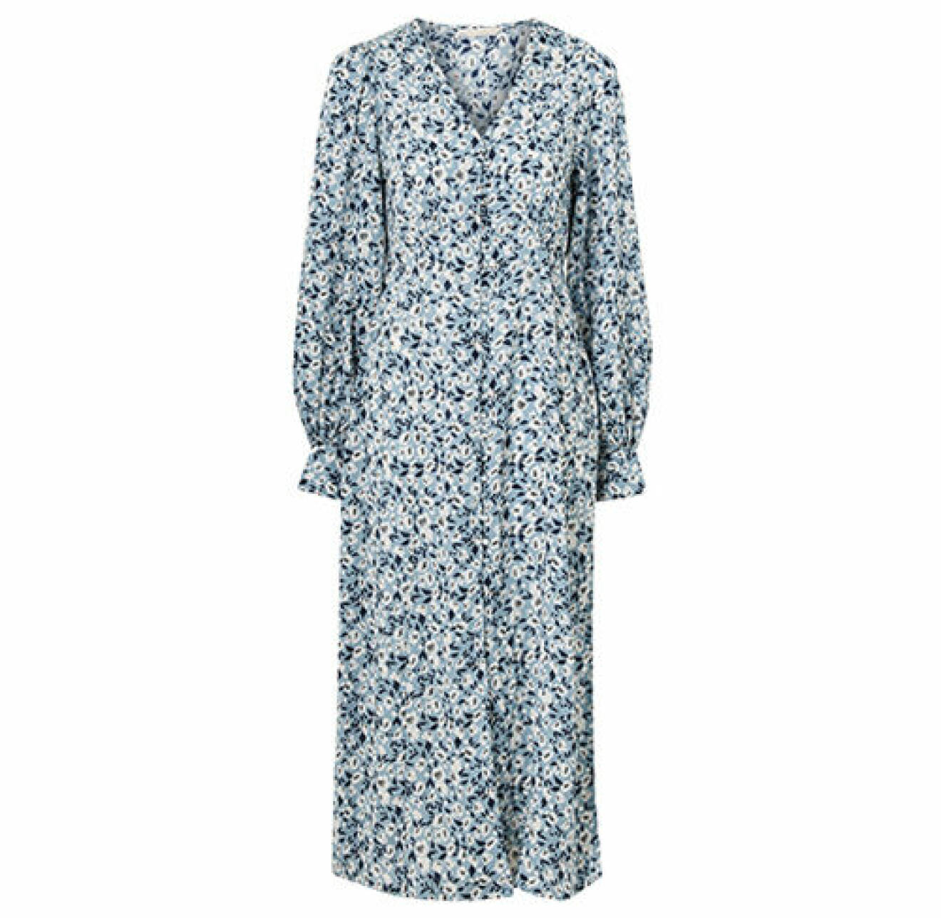 Blå blommig klänning med knappar från Ellos