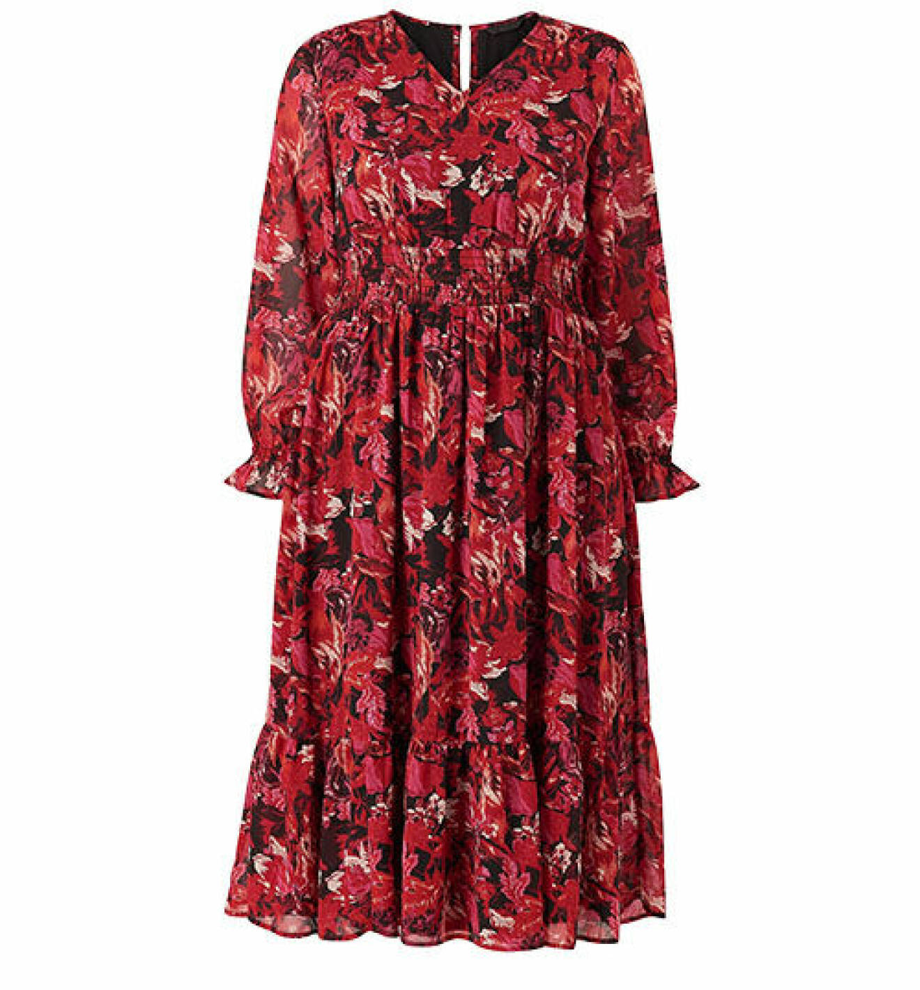 Röd mönstrad klänning för dam från Ellos Plus Collection