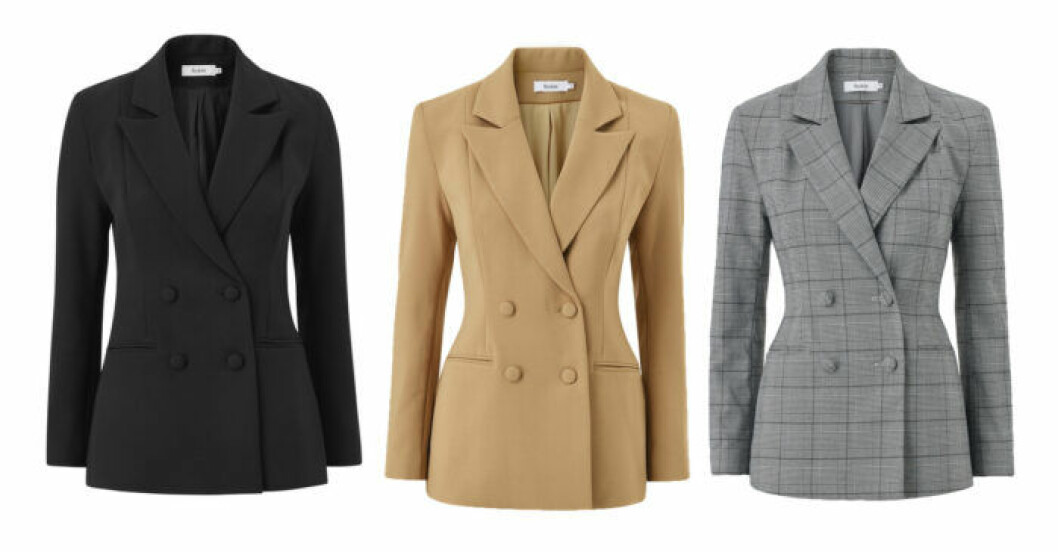 Kavaj, kommer i tre färger. <a href="http://www.awin1.com/cread.php?awinaffid=439045&awinmid=8905&clickref=isabellastylein&platform=dl&p=%5B%5Bhttps%3A%2F%2Fwww.ellos.se%2Fstylein%2Fkavaj-lyon%2F1565471-01%5D%5D" target="_blank" rel="noopener">Här kan du köpa den</a>. Kavajer från Isabella Löwengrip x Styelin för Ellos