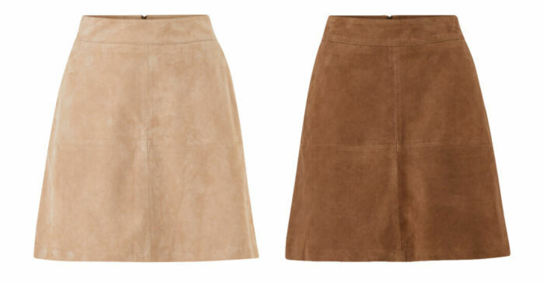Kjol, kommer i två färger. <a href="http://www.awin1.com/cread.php?awinaffid=439045&awinmid=8905&clickref=styleinisabella&platform=dl&p=%5B%5Bhttps%3A%2F%2Fwww.ellos.se%2Fstylein%2Fmockakjol-santiago%2F1565476-01%5D%5D" target="_blank" rel="noopener">Här kan du köpa den</a>. Kjolar i mocka från Isabella Löwengrip x Stylein