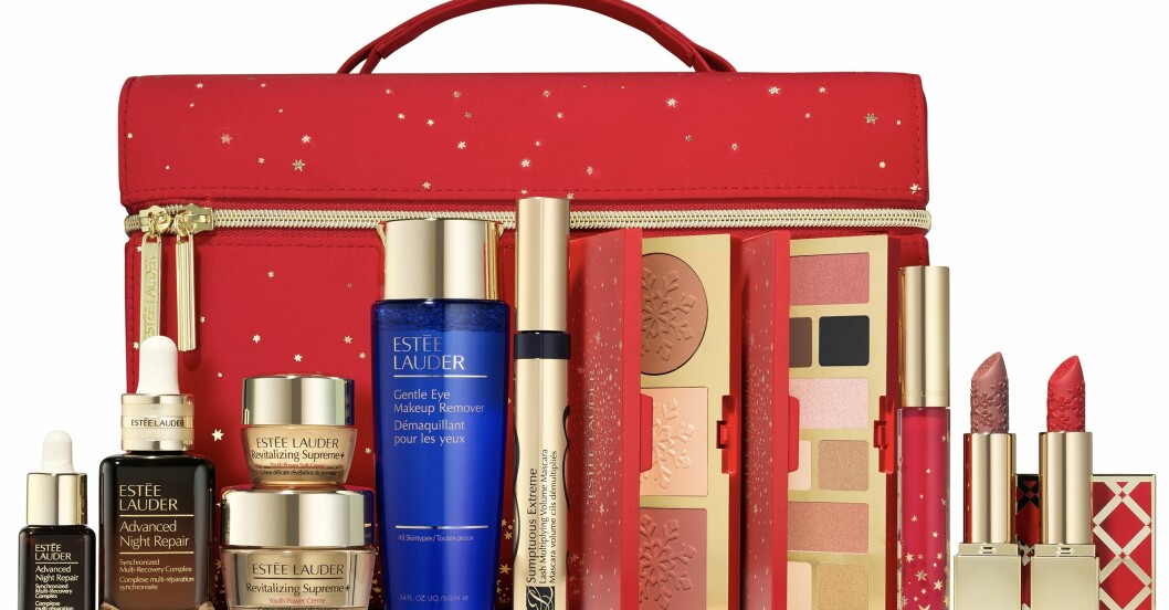 skönhetsklapp med makeup och hudvård från estee lauder