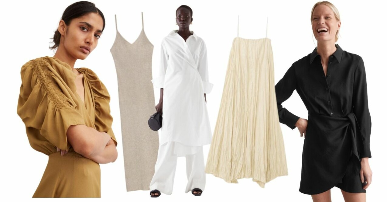 Inspirationskollage med olika klänningar. Samtliga klänningar beskrivs mer i artikeln.