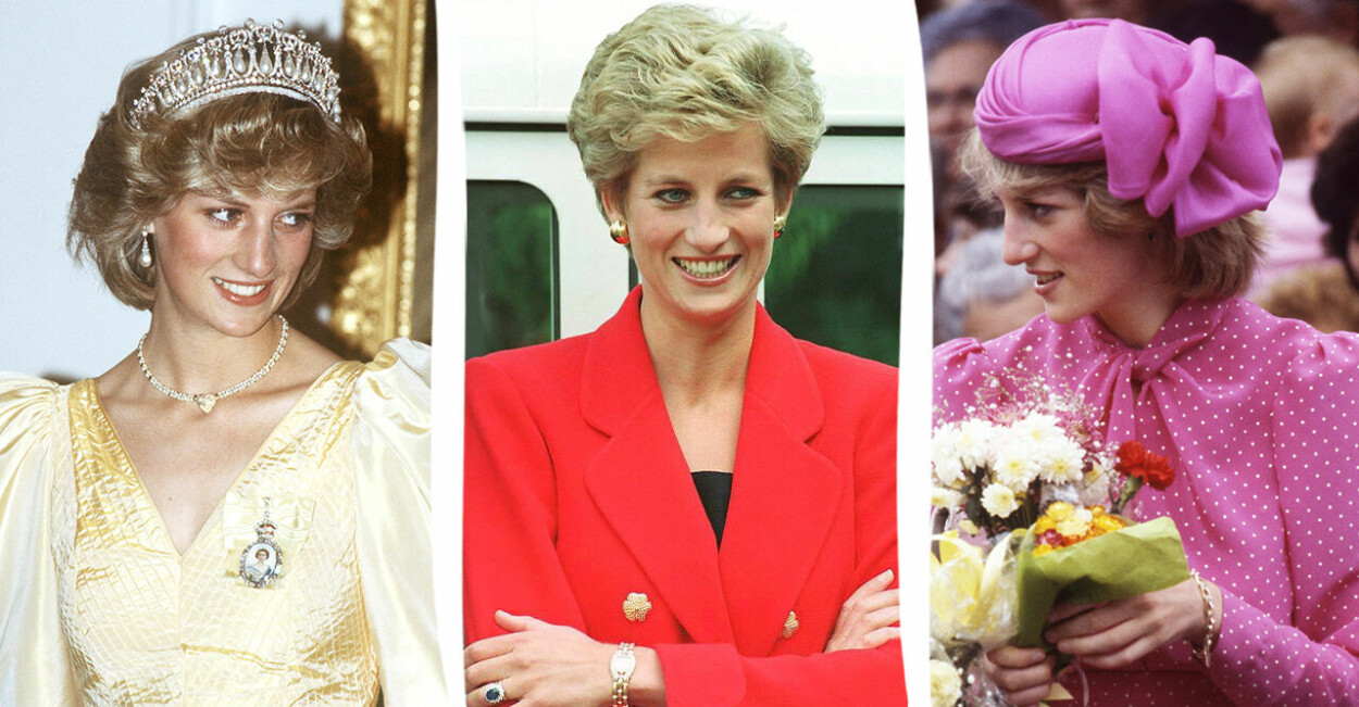 Tre olika bilder av Diana, prinsessan av Wales.