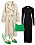 outfit för festkväll med svart ribbat klänning, trenchcoat och grön väska