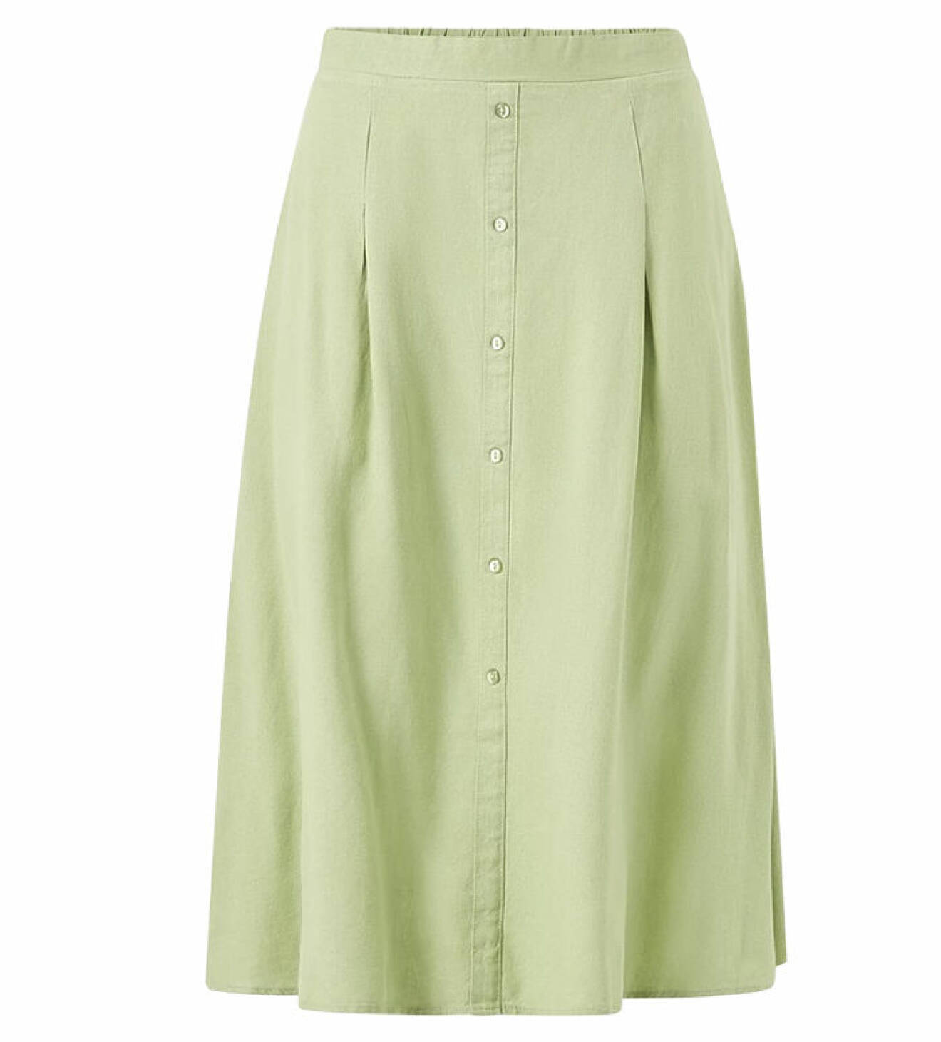 Grön kjol men knappar fram från Ellos.
