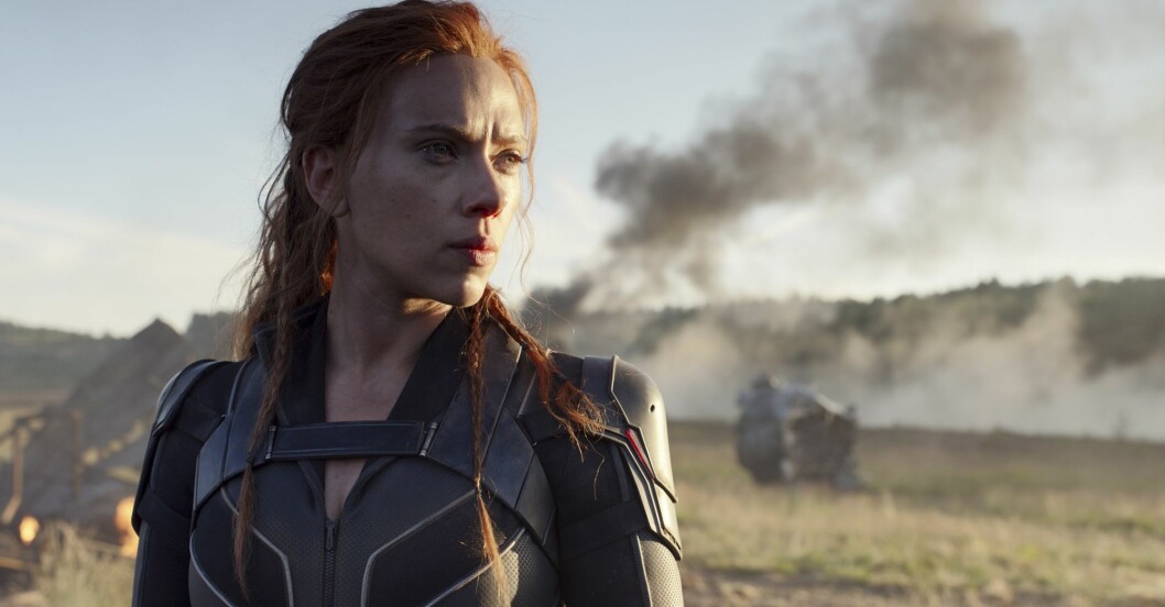 Scarlett Johansson i <em>Black Widow</em>. Scarlett Johansson som Black widow.