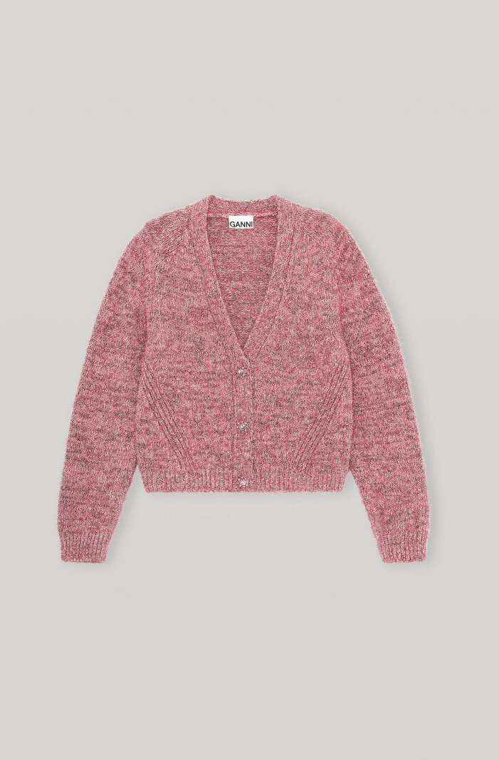 Kofta, Ganni. Rosa stickad kofta med glittriga detaljer. Kofta från Ganni.