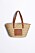 Klassisk stråväska med bruna detaljer och handtag i skinnimitation. Stråväska från Gina tricot.