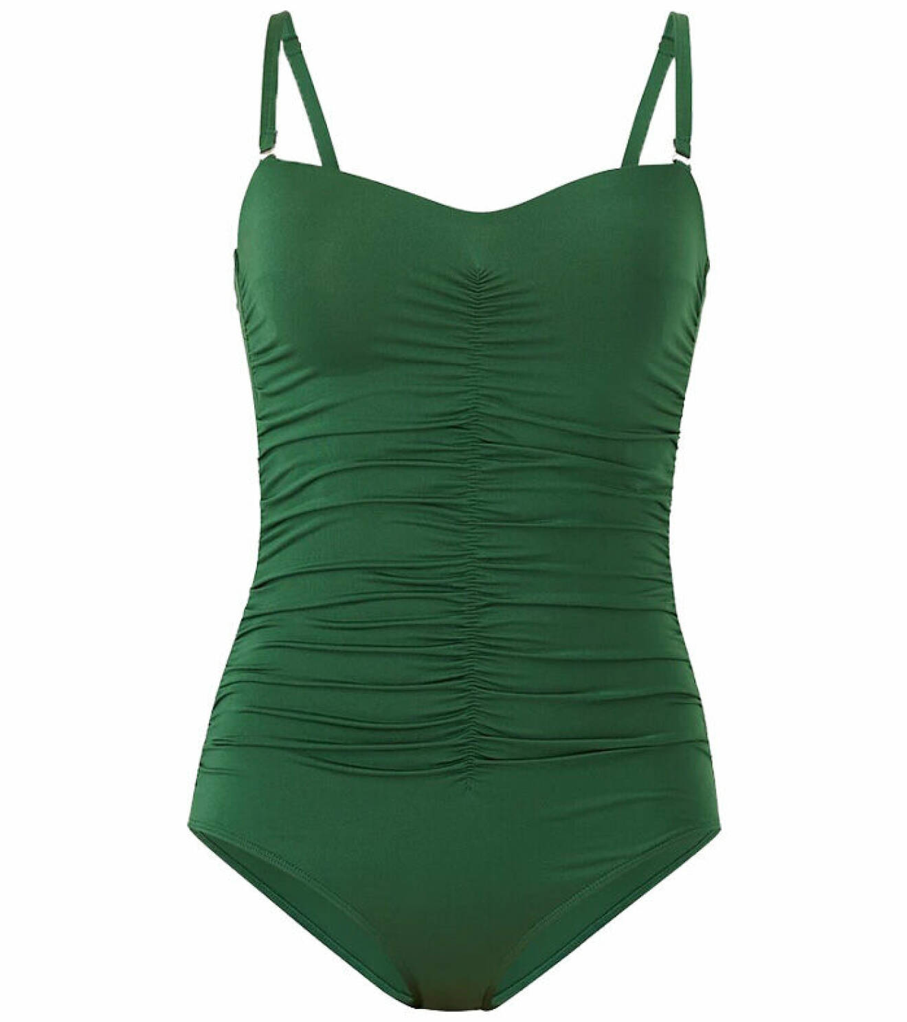 grön baddräkt med drapering och justerbara axelband för dam från joelle