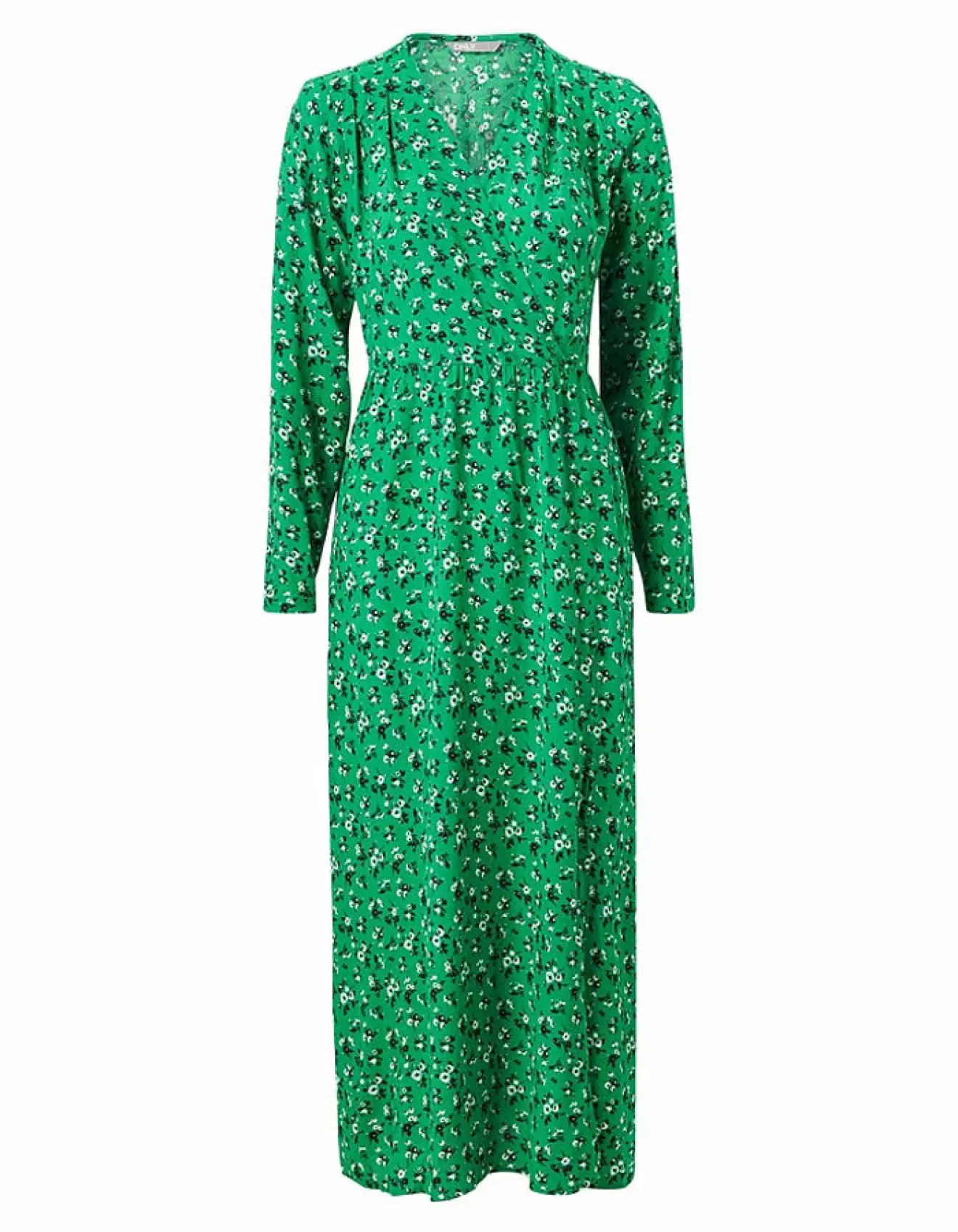 mönstrad klänning i grönt med omlottdesign från only