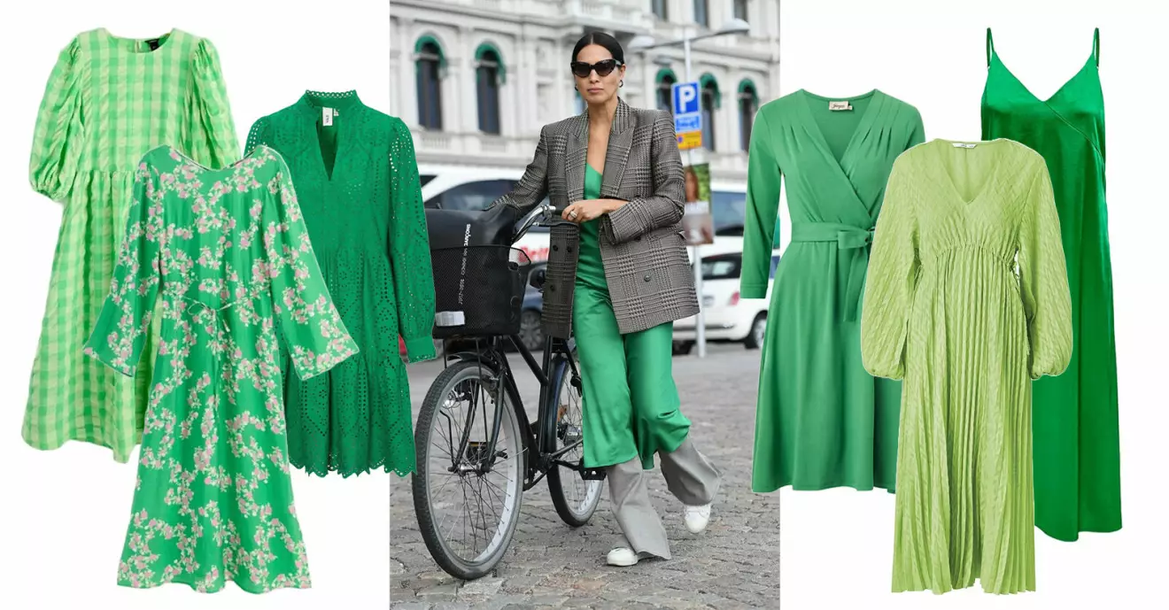 grön klänning dam