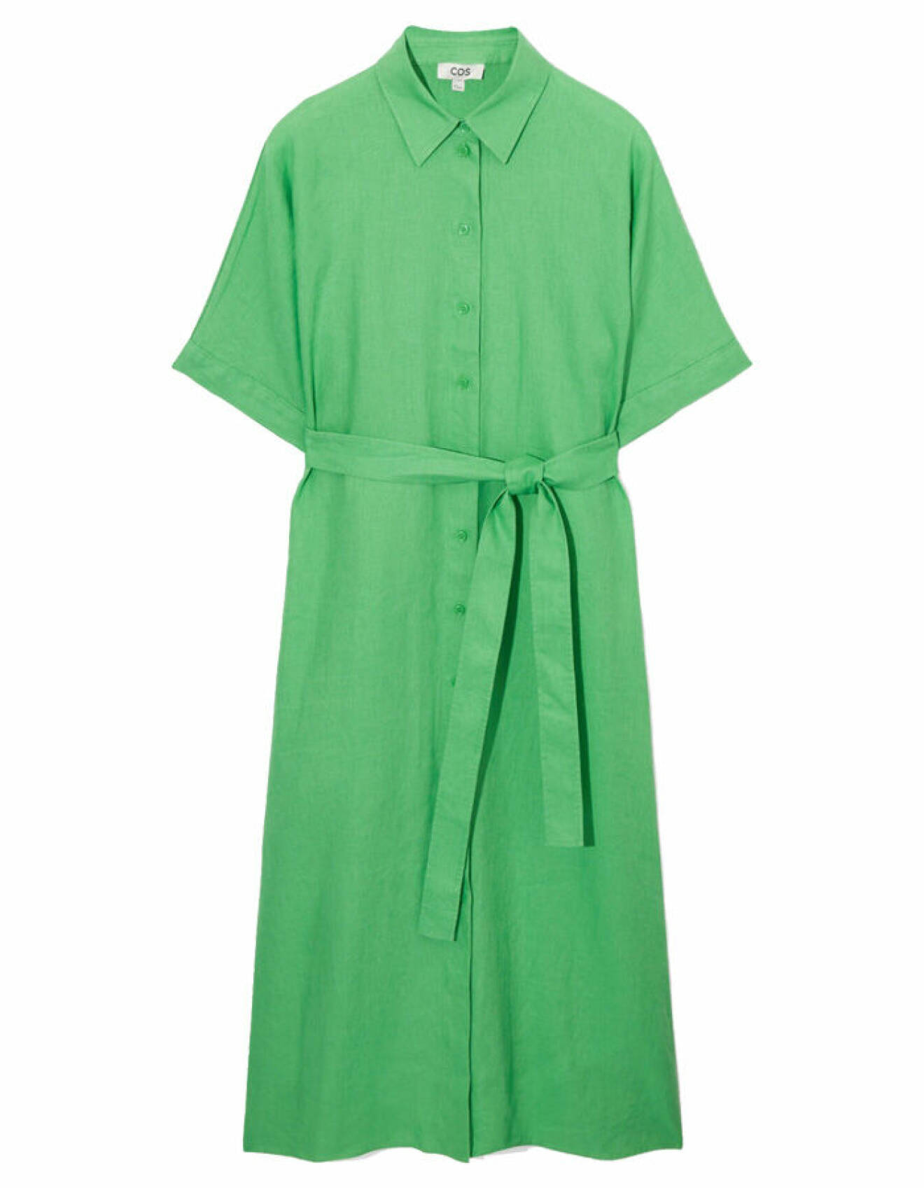 grön skjortklänning i linen för dam från cos
