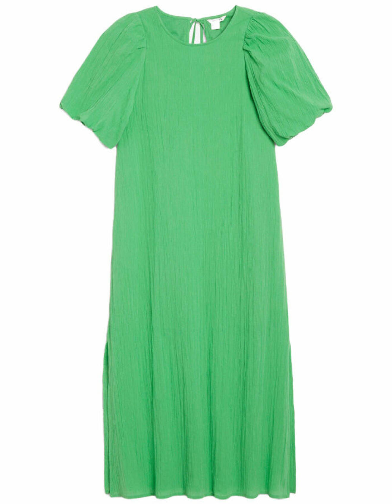 maxiklänning i grönt med puffärm för dam från monki