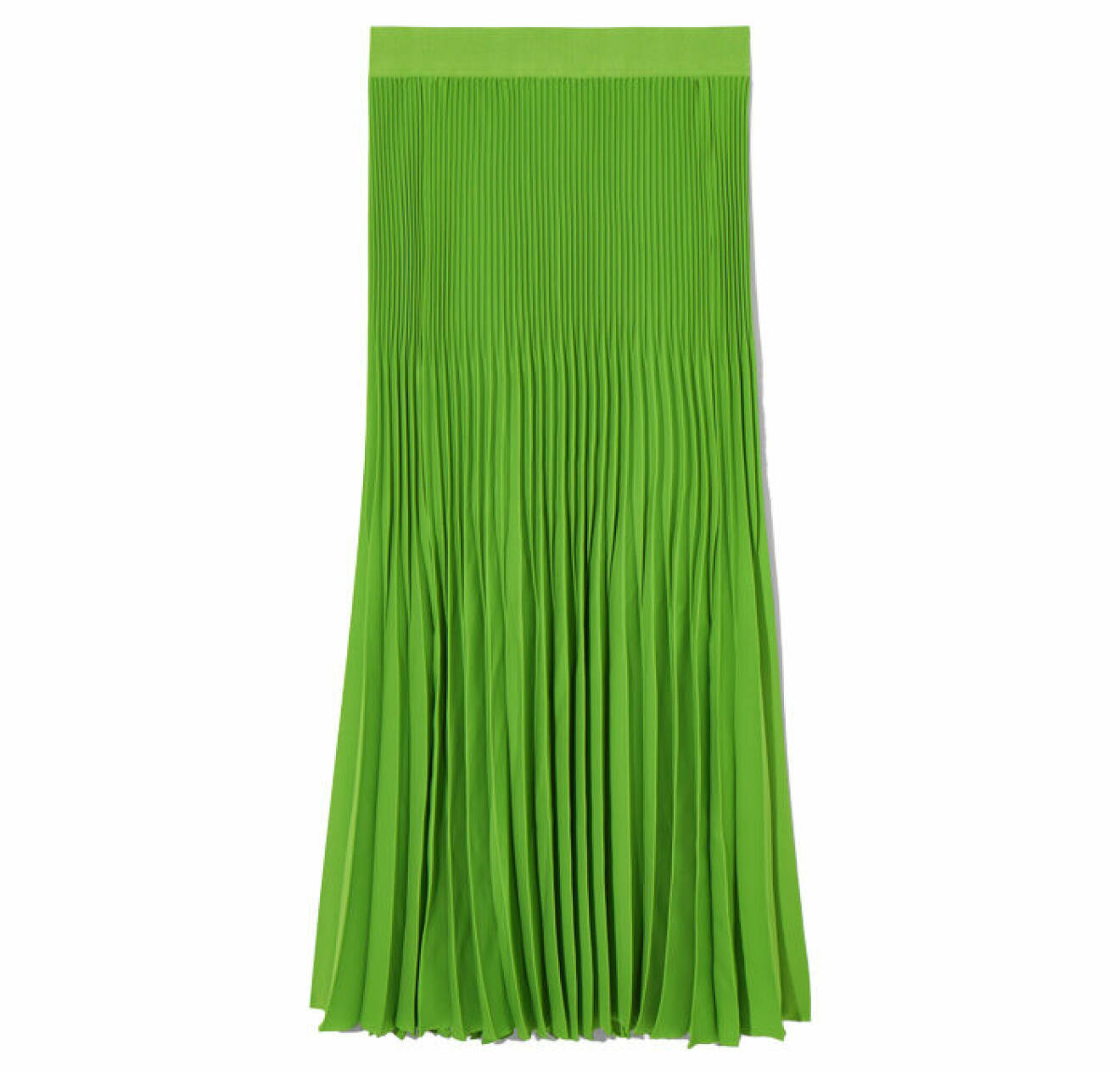 limegrön plisserad kjol gjord i återvunnen polyetser från Cos