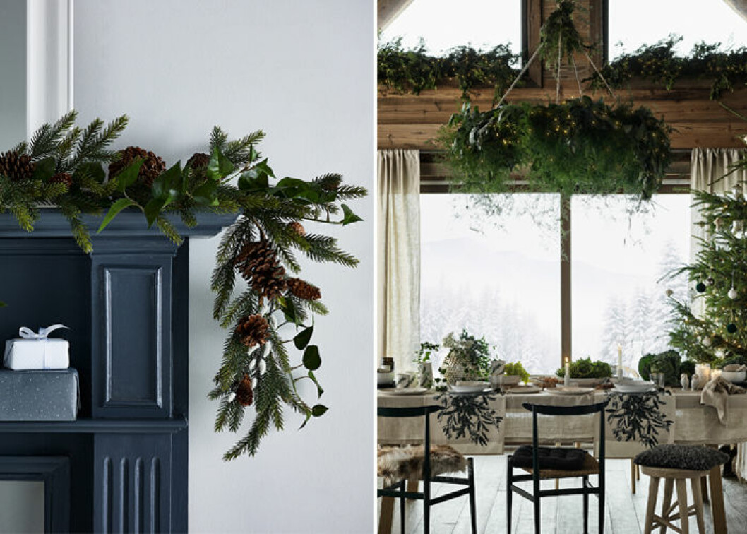 Foto: The White Company, H&M Home Inred med grönska i jul