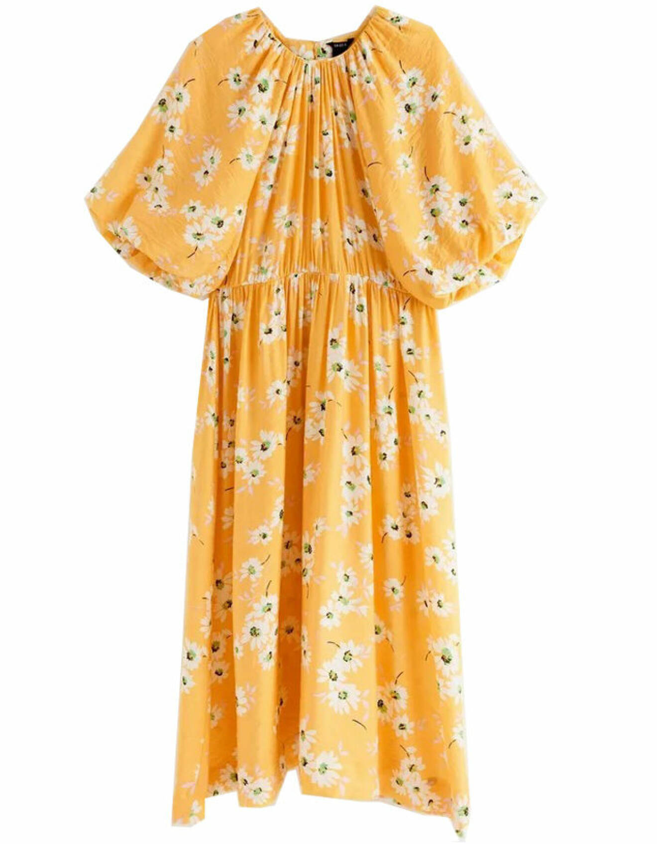 gul blommig klänning för dam från Lindex våren 2022