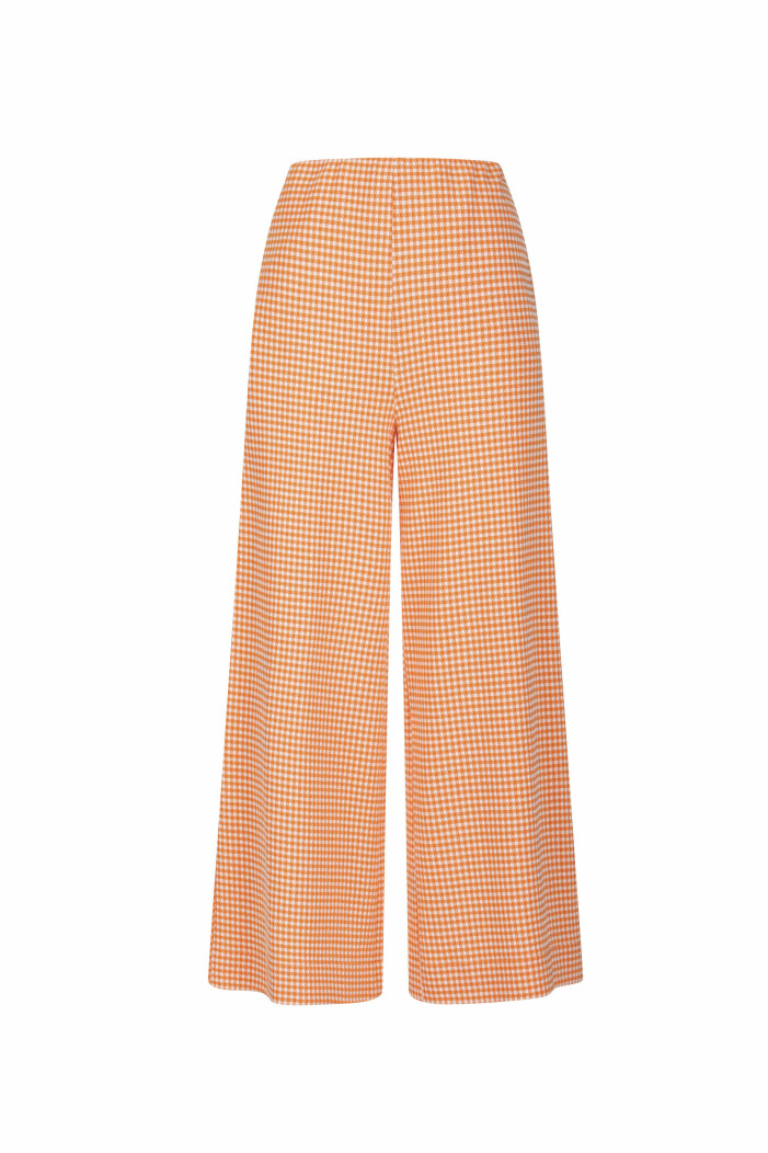 Byxor i bomull/viskos, stl 36–48, 2700 kr, Harris Wharf London. Rutiga byxor i orange från Harris Wharf London