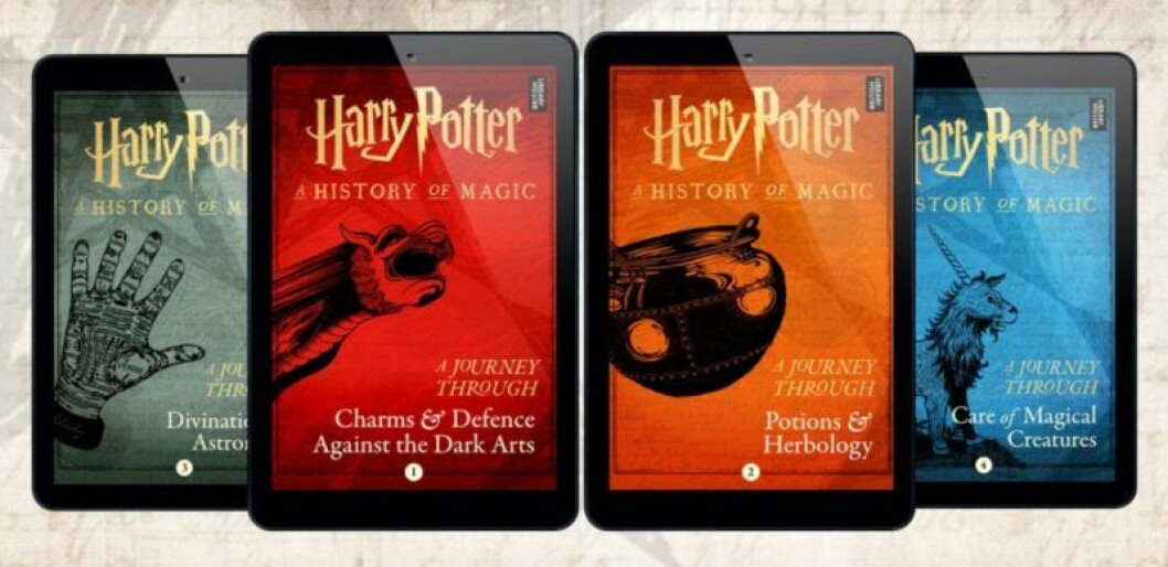 De fyra nya e-böckerna om Harry Potters magiska värld. De fyra nya e-böckerna om Harry Potters magiska värld.