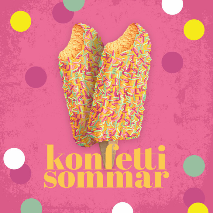 Tycker du om tuttifrutti? Då är glassen Konfetti Sommar helt klart något för dig. Nyheten Konfetti Sommar från Hemglass