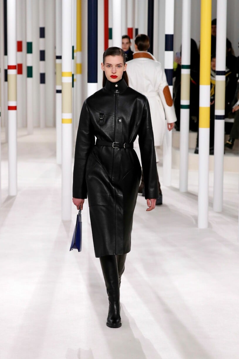 Hermès Hermès aw fall collection black leather coat