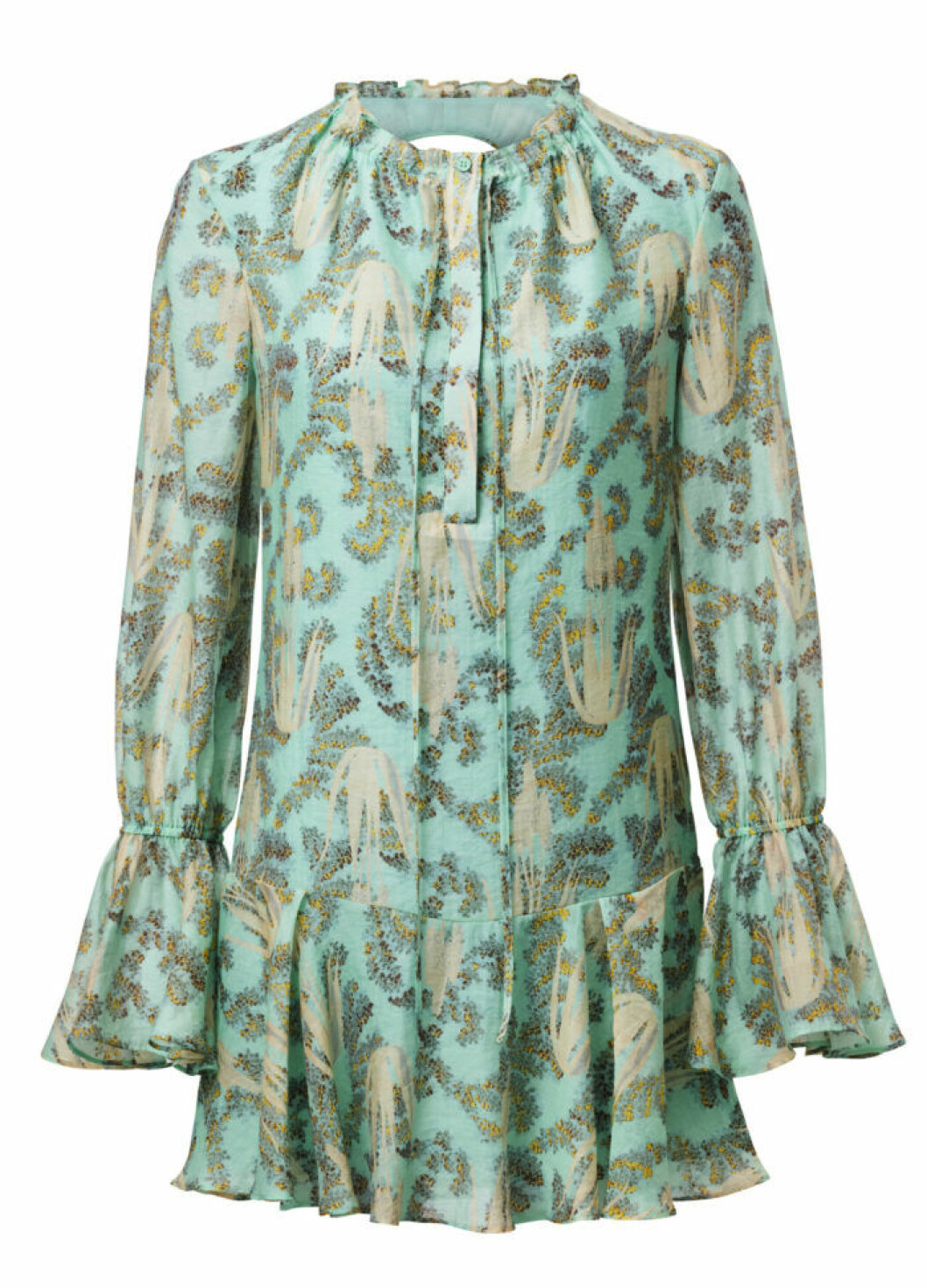 H&M Conscious Exclusive 2019 blågrön mönstrad klänning