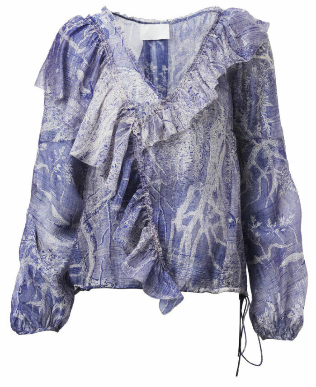 H&M Conscious Exclusive 2019 blå volangblus