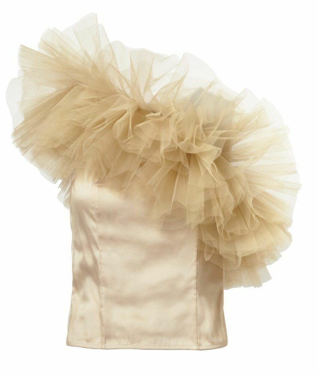 H&M Conscious Exclusive SS20 beige topp med tyll