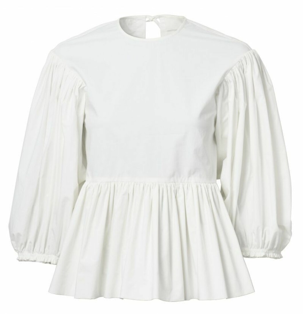 H&M Conscious Exclusive SS20 vit blus med puffärm