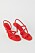 Röda sandaletter med remmar och smal, låg klack. Sandaletter från H&amp;M.