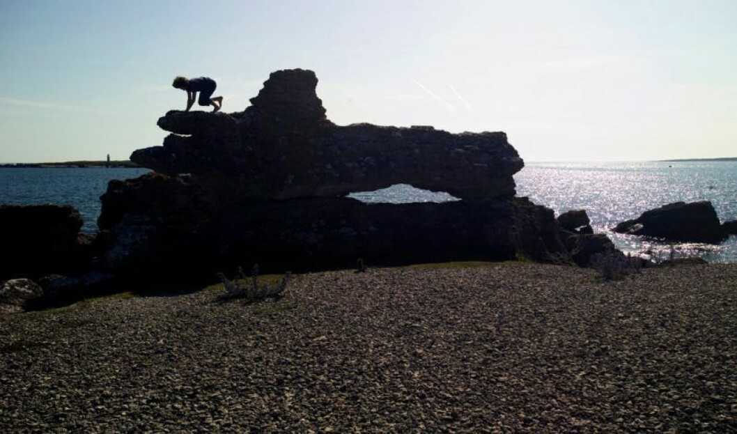Raukfältet Holmhällar nära stranden Austre.