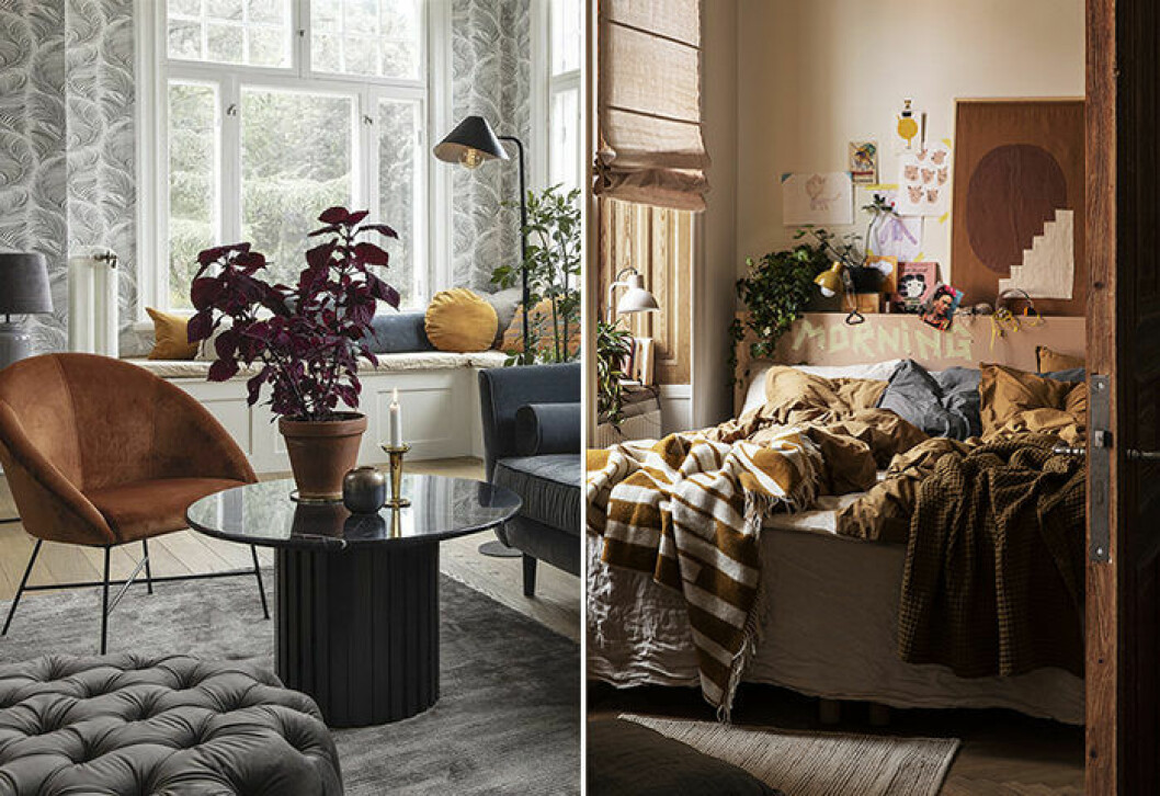 <em>Foto: Ellos Home, Granit</em> Höstens trendfärger går i gult, orange och rosa