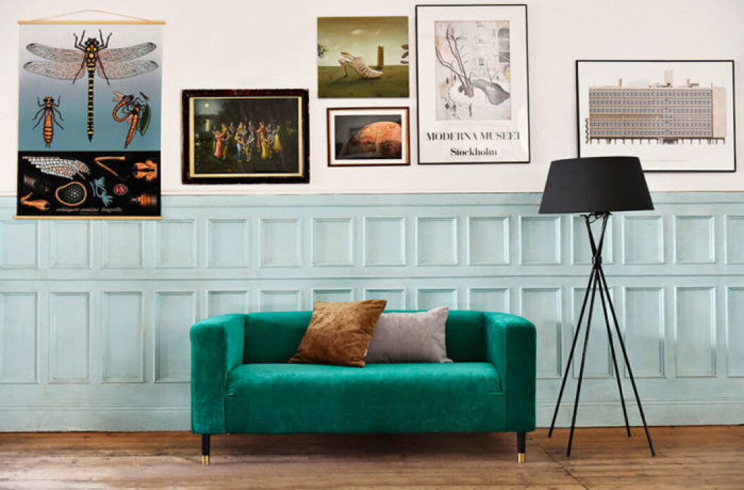 <em>Ikea-soffan Klippan i färgen ”Emerald” ur sammetskollektionen. Foto: Bemz</em>