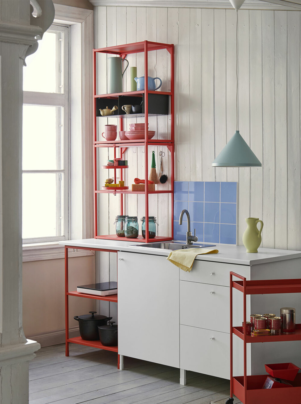 Modulerna i serien <em>Enhet</em> finns i flera olika färger. Enhet modulsystem för kök från Ikea