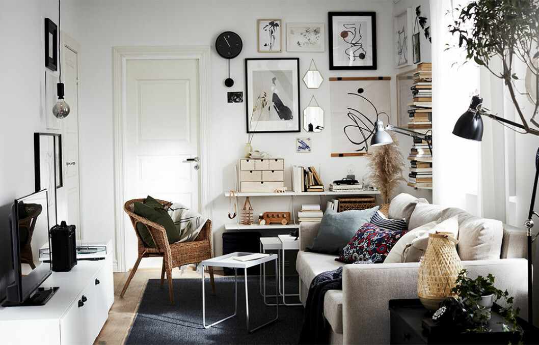 Compact living-inredning till vardagsrum från ikea katalog 2021