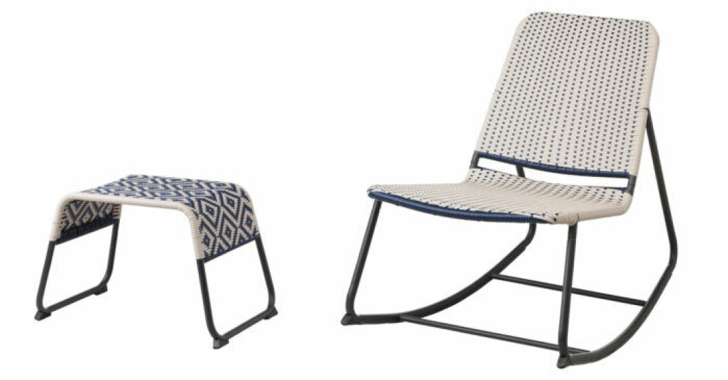 Gungstol och fotpall i design av Bibi Seck och Mikael Axelsson/Ikea. Gungstol och pall – Ikea Överallt