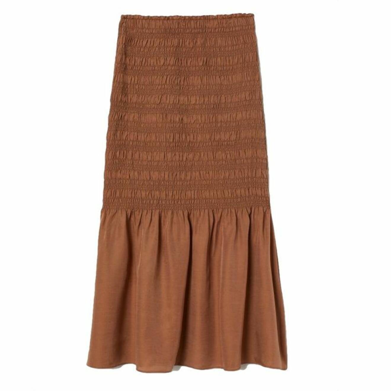 Brun smockad kjol från h&M