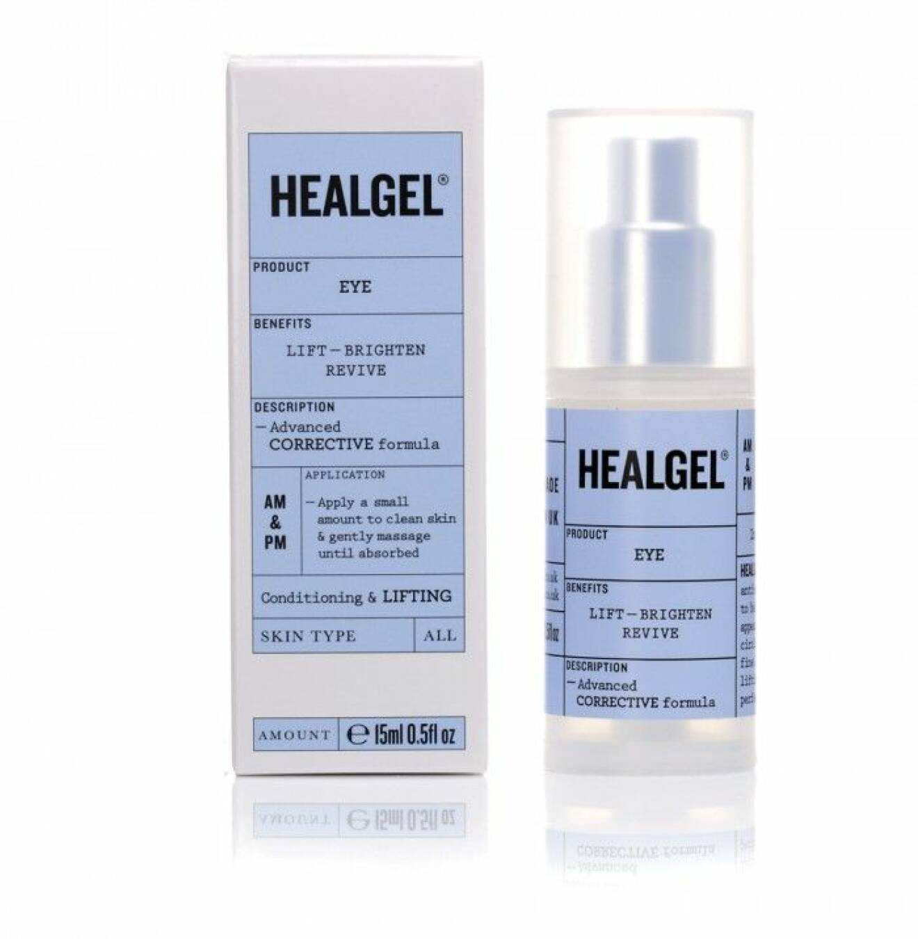 Healgel Eye tar väl hand om det känsliga området kring ögonen. Den svalkande lätta gelen innehåller peptider och fukt som snabbt lugnar och dämpar svullnader. Ca 365 kr.
