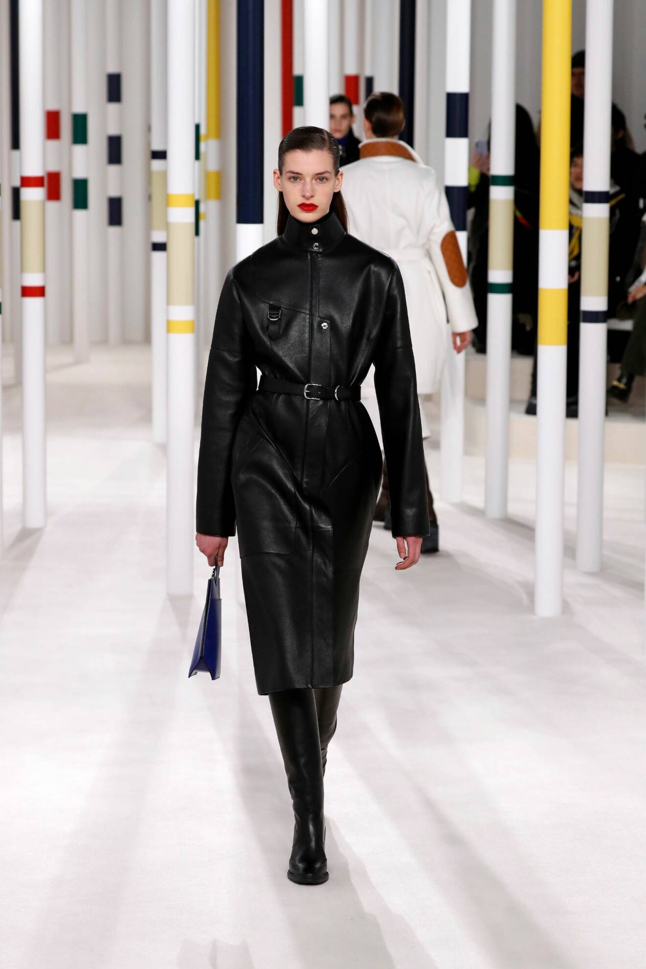 Hermès aw fall collection black leather coat