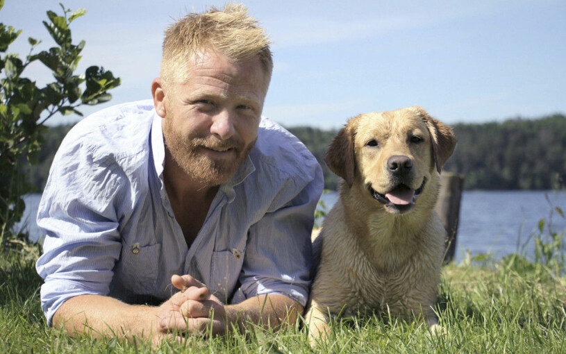 Fredrik med Lilla Nymo, TV4:s egna kändishund 2016.