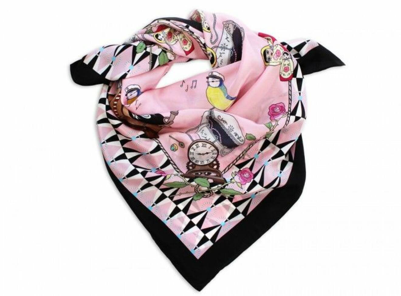 Handfållad didenscarf med handritat digitaltryck, 90x90 cm, 1 200 kr, Lisa Edoff/www.lisaedoff.se