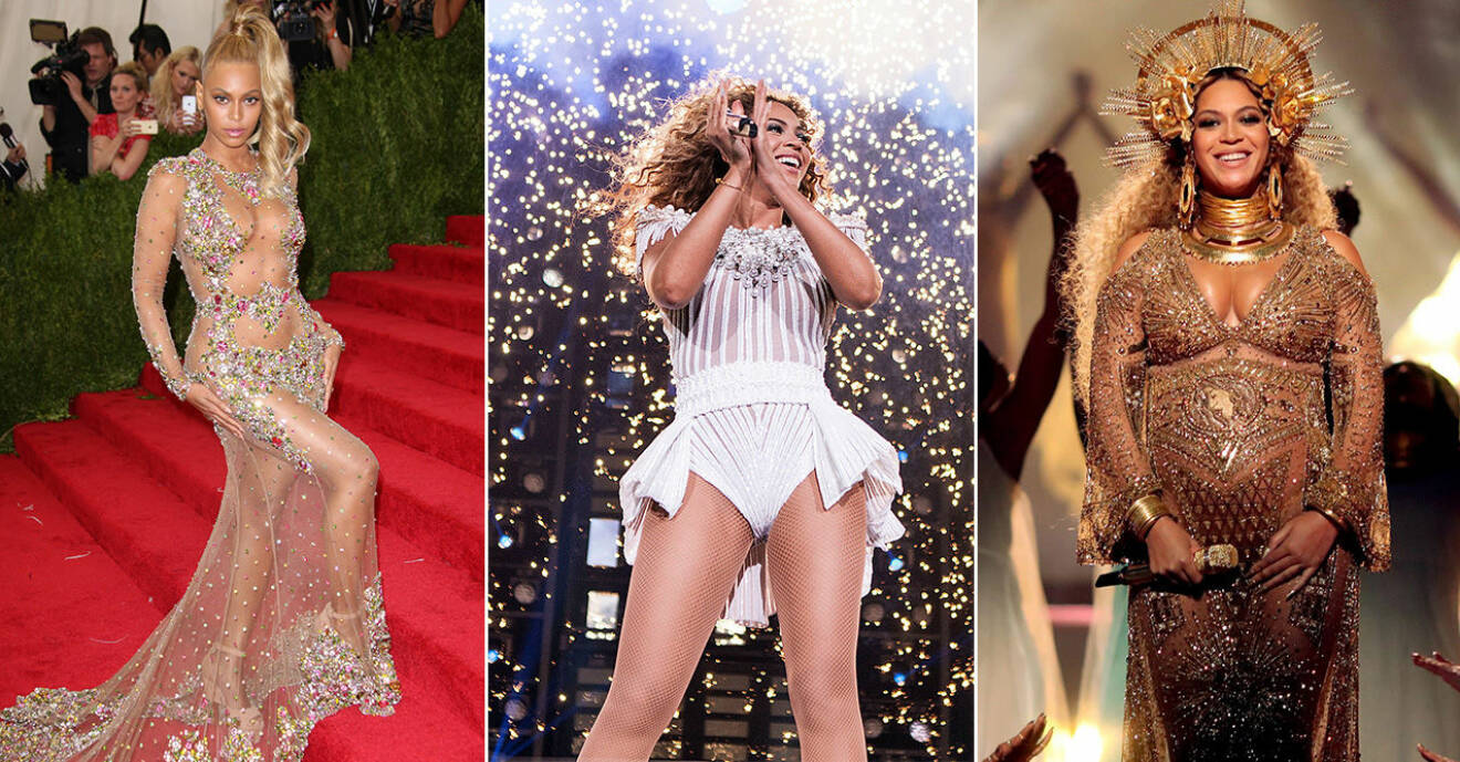 Beyonce på scen och röda mattan.