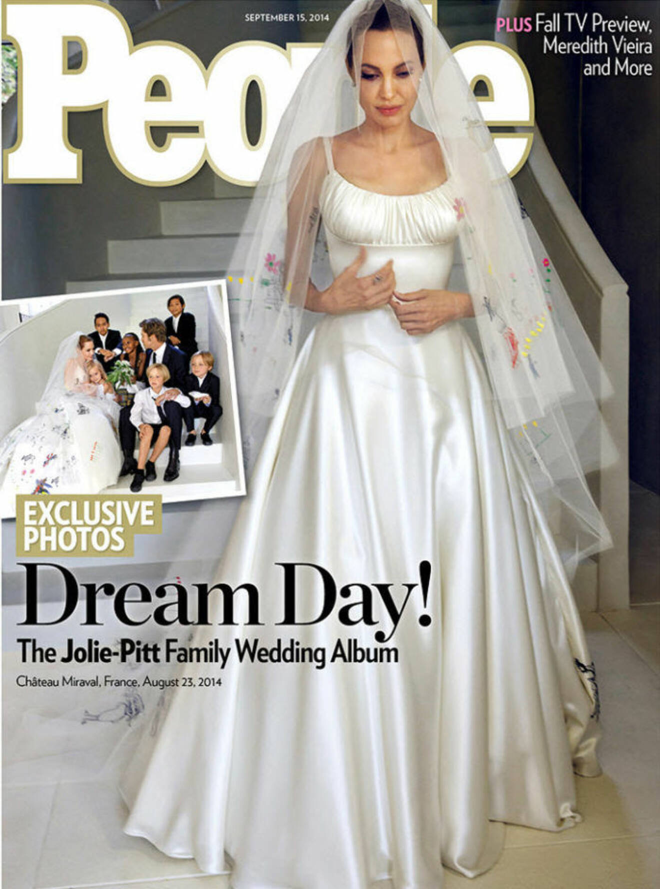 The cover of People magazine, dated 15th September, 2014, featuring the wedding of Angelina Jolie to Brad Pitt. When: 02 Sep 2014 Credit: Supplied by WENN.com **WENN does not claim any ownership including but not limited to Copyright, License in attached material. Fees charged by WENN are for WENN's services only, do not, nor are they intended to, convey to the user any ownership of Copyright, License in material. By publishing this material you expressly agree to indemnify, to hold WENN, its directors, shareholders, employees harmless from any loss, claims, damages, demands, expenses (including legal fees), any causes of action, allegation against WENN arising out of, connected in any way with publication of the material.**
